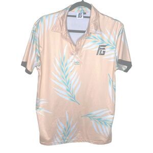 Flyte Golf Mens Small Peach Tropical  Sweat Resistance Wicking Dri Fit Golf Polo